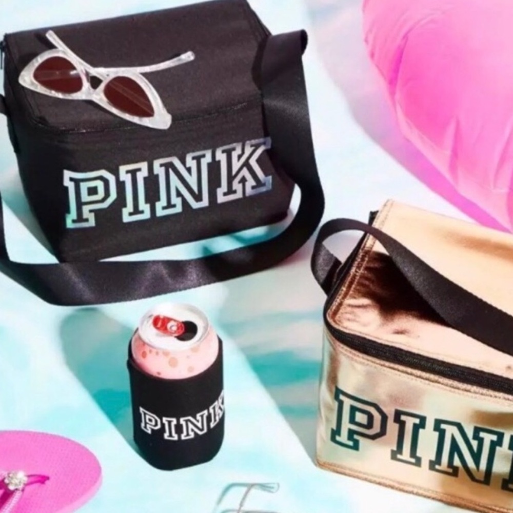 VS PINK COOLER LUNCH BOX COOZIE BLACK SILVER